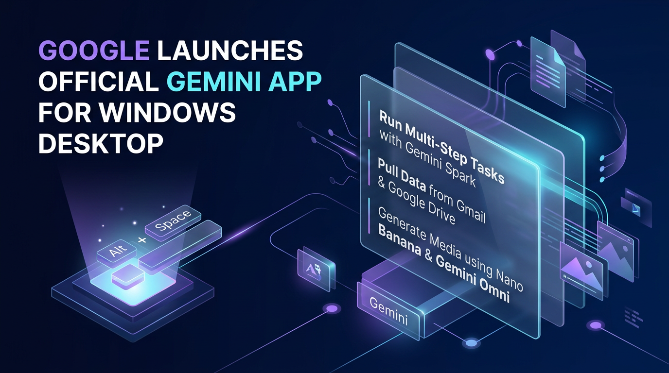 Gemini app for Windows running multi-step tasks with Gmail and Google Drive integration