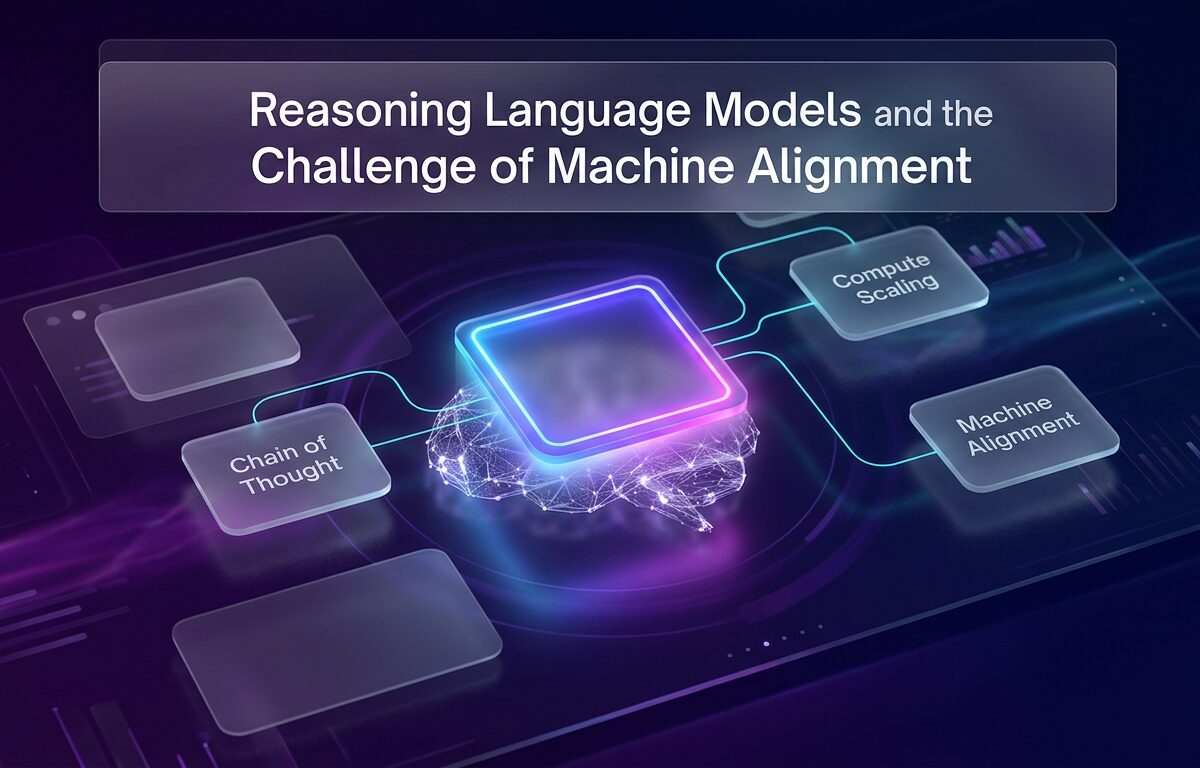 An abstract visual diagram of neural network nodes representing reasoning language models.