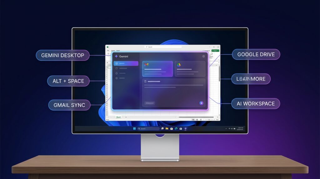 Gemini app for Windows desktop assistant interface with keyboard shortcut access