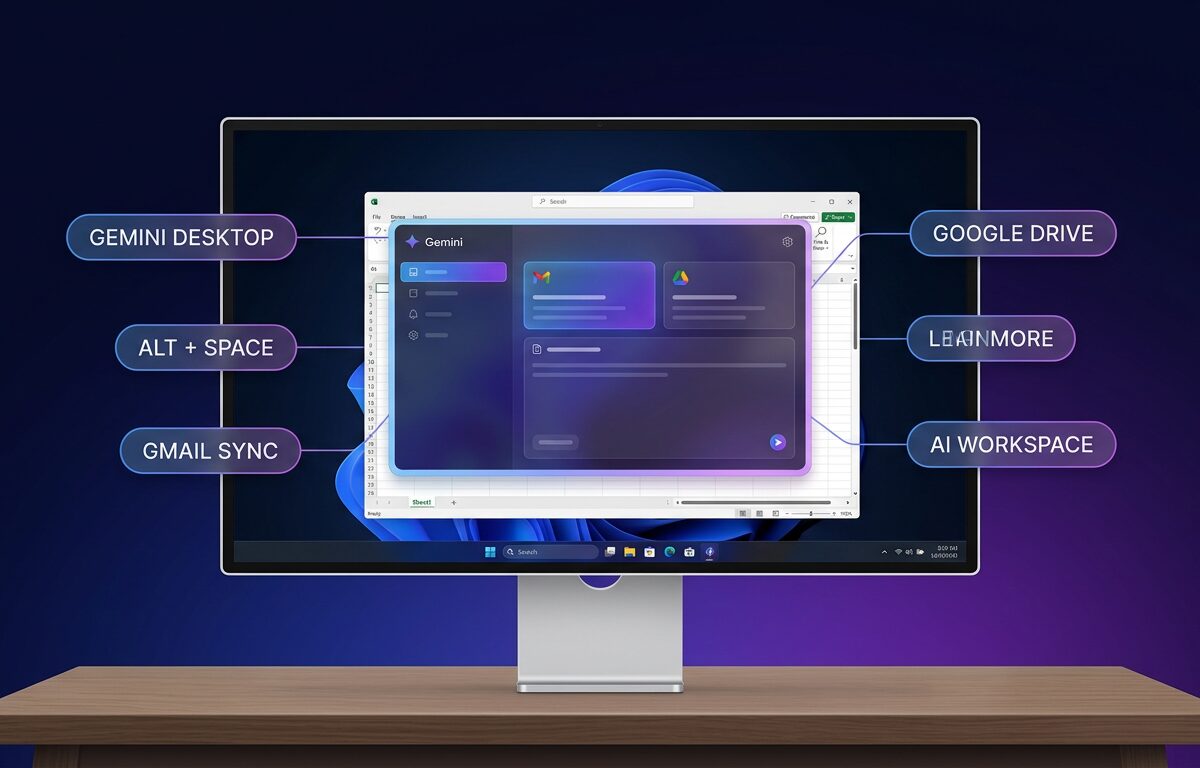 Gemini app for Windows desktop assistant interface with keyboard shortcut access