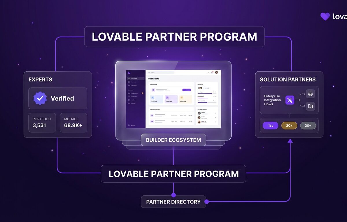 Diagram showing the Lovable Partner Program structure with Expert and Solution Partner tracks