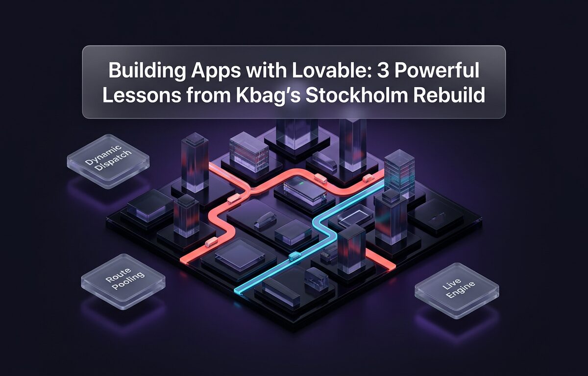 An interface diagram illustrating building apps with Lovable to optimize delivery logistics and vehicle routing.