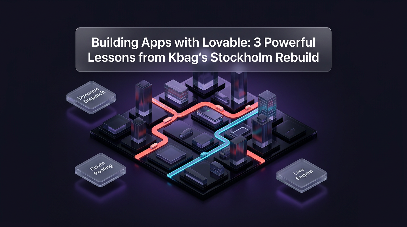 An interface diagram illustrating building apps with Lovable to optimize delivery logistics and vehicle routing.