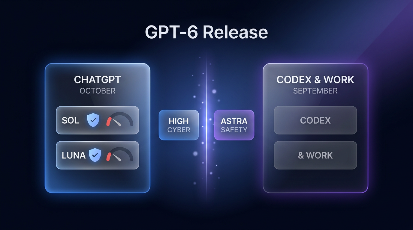 Split comparison illustrating the GPT-6 release deployment across ChatGPT October and September versions